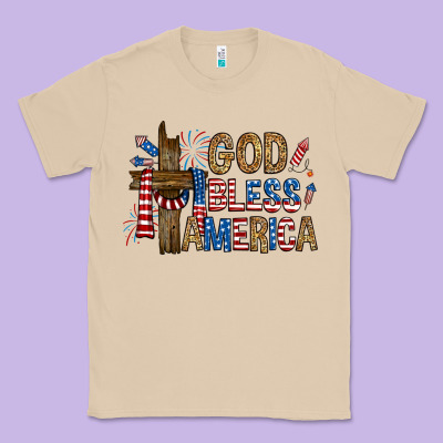 God  Bless America With Cross Classic Tee Designed By Ranaportraitstore