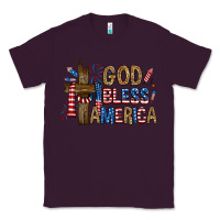 Plum god  bless america with cross Classic Tee - RanaPortraitStore