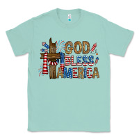 Seafoam god  bless america with cross Classic Tee - RanaPortraitStore