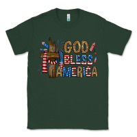 Sports Green god  bless america with cross Classic Tee - RanaPortraitStore
