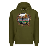 Army Green soccer mom with serape and leopard Premium Hoodie - Artiststas