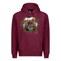 Burgundy soccer mom with serape and leopard Premium Hoodie - Artiststas