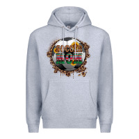 Heather Grey soccer mom with serape and leopard Premium Hoodie - Artiststas