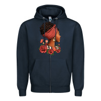 Navy She who kneels before god can stand before anyone Zipper Hoodie - RanaPortraitStore