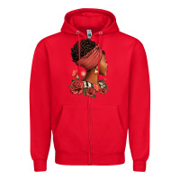 Red She who kneels before god can stand before anyone Zipper Hoodie - RanaPortraitStore