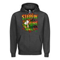 Charcoal Heather Steppin' into Juneteenth Zipper Hoodie - RanaPortraitStore