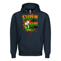 Navy Steppin' into Juneteenth Zipper Hoodie - RanaPortraitStore