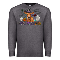 Charcoal Heather Moo I Mean Boo Premium Sweatshirt - CowhideDigitalArt