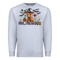 Heather Grey Moo I Mean Boo Premium Sweatshirt - CowhideDigitalArt