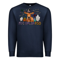Navy Moo I Mean Boo Premium Sweatshirt - CowhideDigitalArt