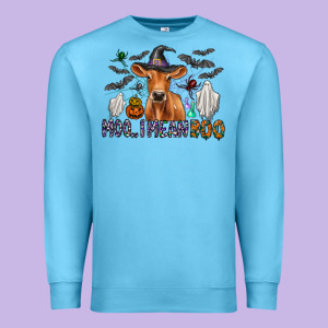 Moo I Mean Boo Premium Sweatshirt Designed By Cowhidedigitalart
