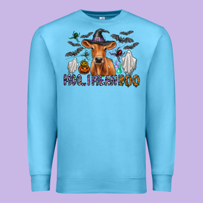 Moo I Mean Boo Premium Sweatshirt Designed By Cowhidedigitalart
