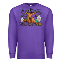 Purple Moo I Mean Boo Premium Sweatshirt - CowhideDigitalArt