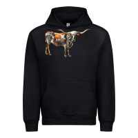 Black Texas Longhorn Cow Urban Hoodie - LillyAllenDesigns