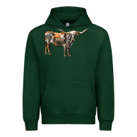 Forest Green Texas Longhorn Cow Urban Hoodie - LillyAllenDesigns