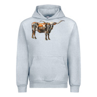 Heather Grey Texas Longhorn Cow Urban Hoodie - LillyAllenDesigns