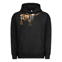 Pigment Black Texas Longhorn Cow Urban Hoodie - LillyAllenDesigns