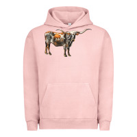 Pigment Salmon Texas Longhorn Cow Urban Hoodie - LillyAllenDesigns
