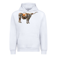 White Texas Longhorn Cow Urban Hoodie - LillyAllenDesigns