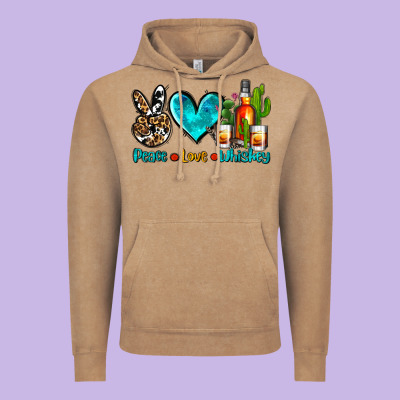 Peace Love Whiskey Vintage Hoodie Designed By Adodesignshop