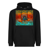 Black thankful with turkey and pumpkins Heavyweight Hoodie - RanaPortraitStore