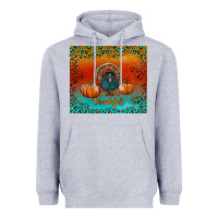 Heather Grey thankful with turkey and pumpkins Heavyweight Hoodie - RanaPortraitStore