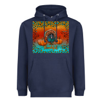 Navy thankful with turkey and pumpkins Heavyweight Hoodie - RanaPortraitStore