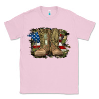 Bubblegum Pink american flag with army boots Classic Tee - RanaPortraitStore