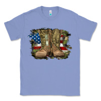 Colony Blue american flag with army boots Classic Tee - RanaPortraitStore