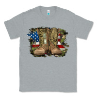 Heather Grey american flag with army boots Classic Tee - RanaPortraitStore