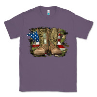 Lavender american flag with army boots Classic Tee - RanaPortraitStore
