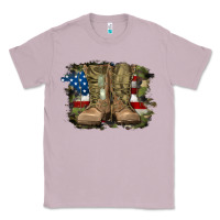 Lilac american flag with army boots Classic Tee - RanaPortraitStore