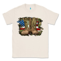 Natural american flag with army boots Classic Tee - RanaPortraitStore