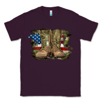 Plum american flag with army boots Classic Tee - RanaPortraitStore