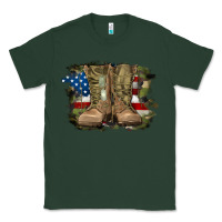 Sports Green american flag with army boots Classic Tee - RanaPortraitStore