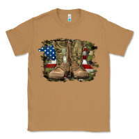 Toasted Coconut american flag with army boots Classic Tee - RanaPortraitStore