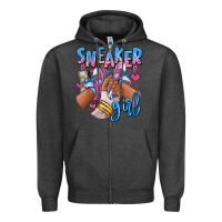 Charcoal Heather Sneaker girl afro woman Zipper Hoodie - RanaPortraitStore