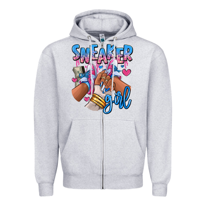 Sneaker Girl Afro Woman Zipper Hoodie by RanaPortraitStore | Teevron