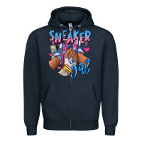 Navy Sneaker girl afro woman Zipper Hoodie - RanaPortraitStore