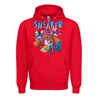 Red Sneaker girl afro woman Zipper Hoodie - RanaPortraitStore