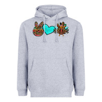 Heather Grey peace love thanksgiving turkey Heavyweight Hoodie - RanaPortraitStore