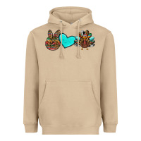 Peace Love Thanksgiving Turkey Heavyweight Hoodie | Teevron