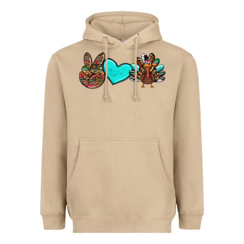 Peace Love Thanksgiving Turkey Heavyweight Hoodie by RanaPortraitStore | Teevron