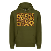 Army Green sunflower leopard background 3200x2400 Premium Hoodie - AdoDesignShop