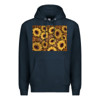 Navy sunflower leopard background 3200x2400 Premium Hoodie - AdoDesignShop