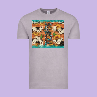 Texas Sunflower Cactus Cowhide Vintage Tee Designed By Artiststas