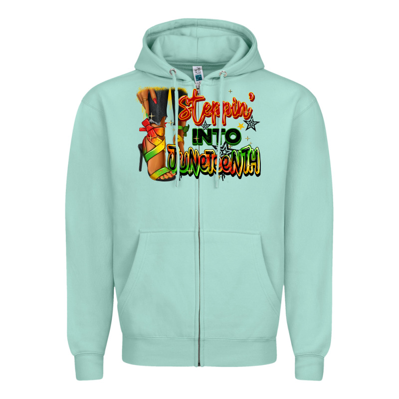 Steppin' Into Juneteenth Black Fashion Girl Zipper Hoodie by RanaPortraitStore | Teevron