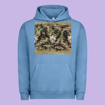 Camouflage Bull Skull Urban Hoodie Designed By Jasminsmagicworld