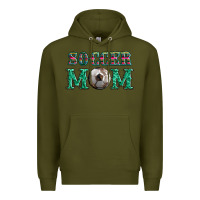 Army Green soccer mom with leopard ball and serape leopard Premium Hoodie - Artiststas