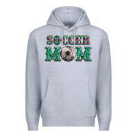 Heather Grey soccer mom with leopard ball and serape leopard Premium Hoodie - Artiststas